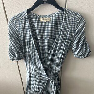 Madewell Casual Mini Gingham Wrap Dress (XXS)
